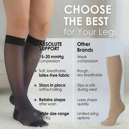ABSOLUTE SUPPORT Sheer Womens Compression Socks 15-20 mmHg