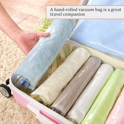 5 Pack Travel Roll up Compression Bag 16 x 24 Inch, Hand-Rolled Packing Vacuum Seal Bags for Travel, Room Saver Storage Zipper, Vacuum Sealer Bags Clothes for Luggage Clothing