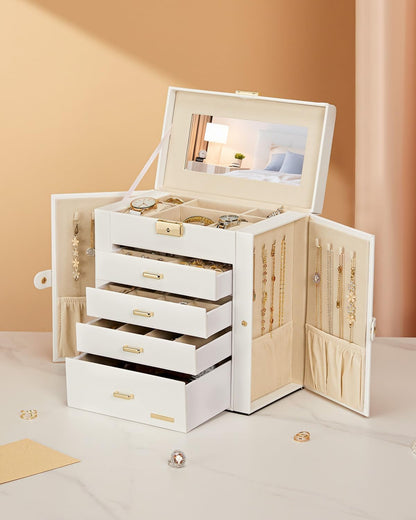 Large Jewelry Box for Women: 5-Layer Organizer with Lock for Dresser