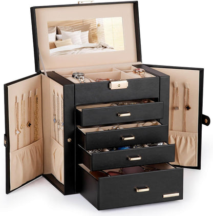 Large Jewelry Box for Women: 5-Layer Organizer with Lock for Dresser