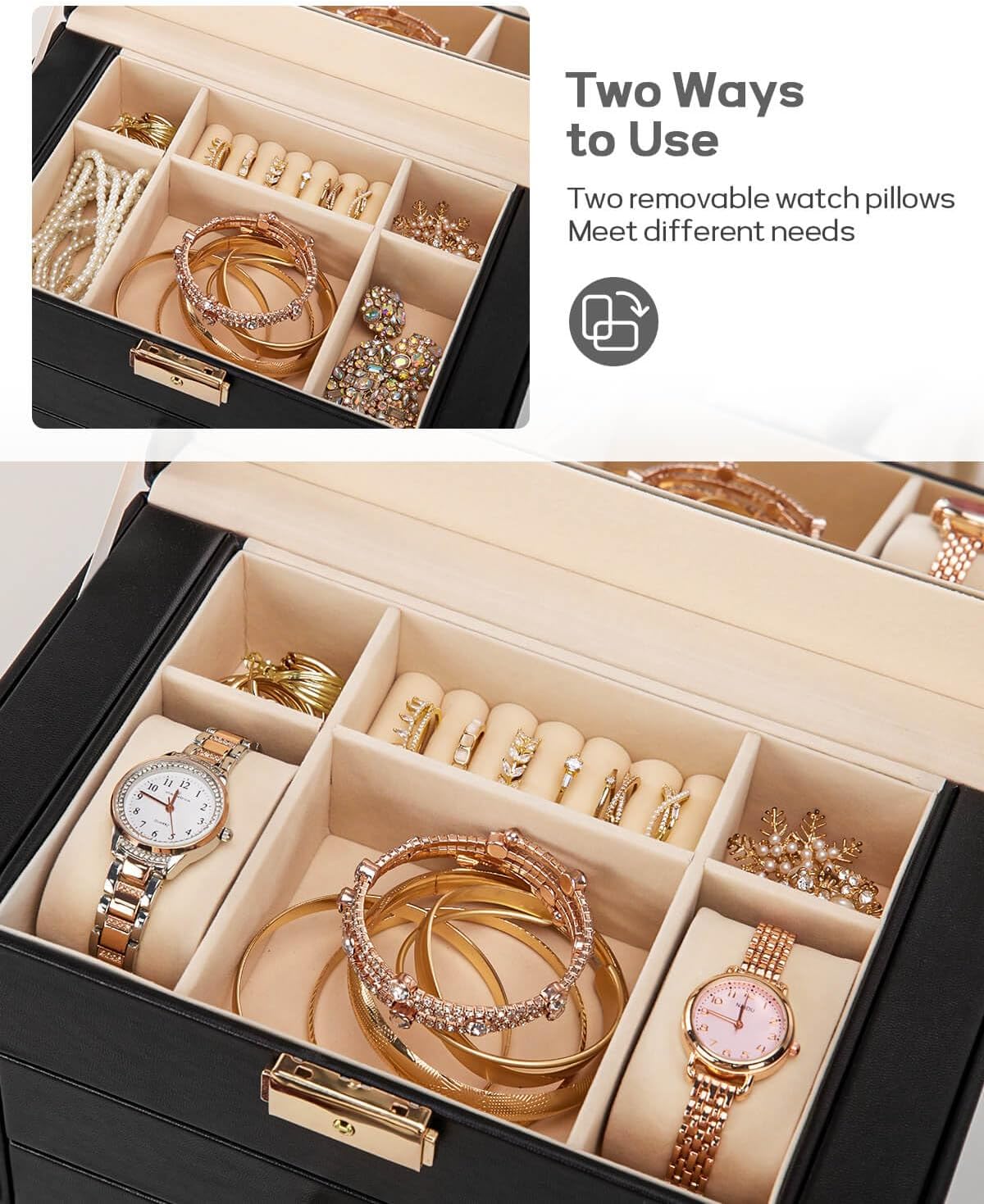 Large Jewelry Box for Women: 5-Layer Organizer with Lock for Dresser