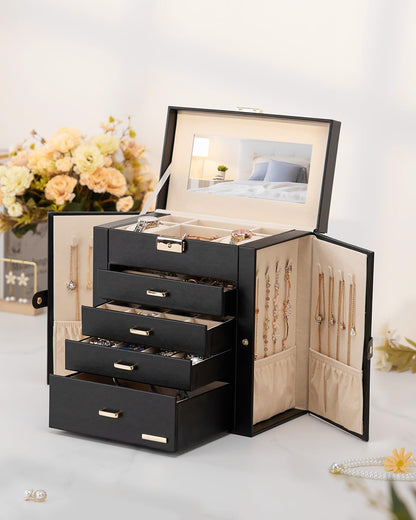 Large Jewelry Box for Women: 5-Layer Organizer with Lock for Dresser