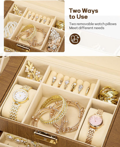 Large Jewelry Box for Women: 5-Layer Organizer with Lock for Dresser