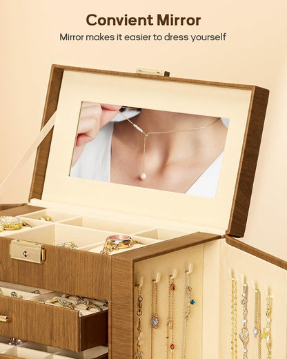 Large Jewelry Box for Women: 5-Layer Organizer with Lock for Dresser