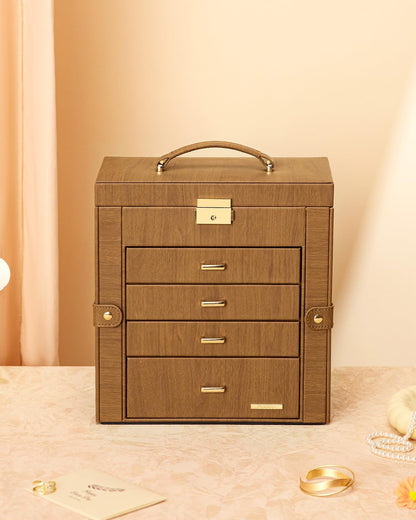 Large Jewelry Box for Women: 5-Layer Organizer with Lock for Dresser