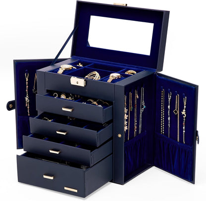Large Jewelry Box for Women: 5-Layer Organizer with Lock for Dresser