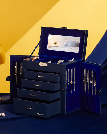 Large Jewelry Box for Women: 5-Layer Organizer with Lock for Dresser