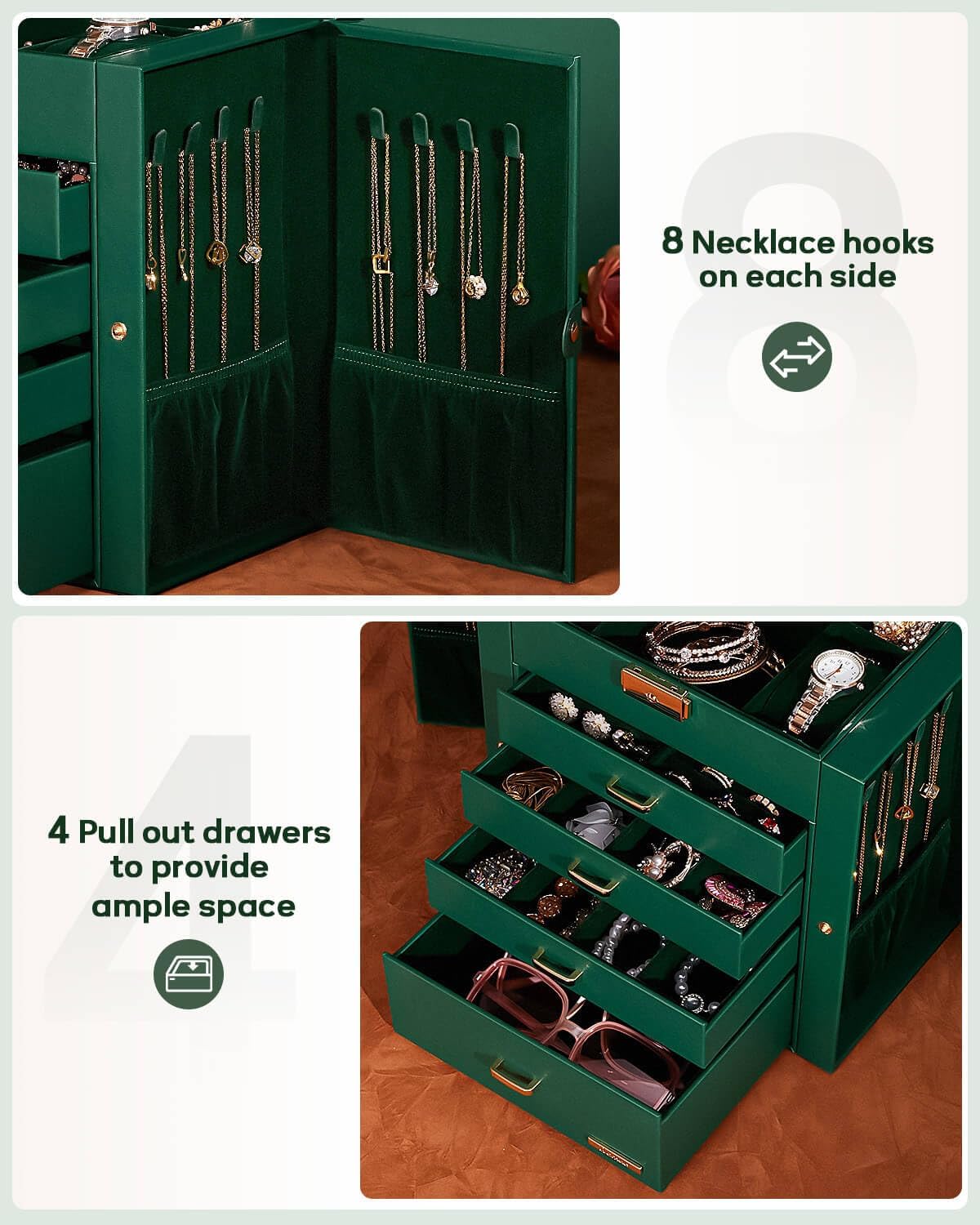 Large Jewelry Box for Women: 5-Layer Organizer with Lock for Dresser