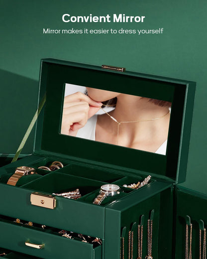 Large Jewelry Box for Women: 5-Layer Organizer with Lock for Dresser