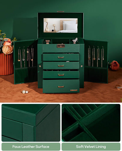 Large Jewelry Box for Women: 5-Layer Organizer with Lock for Dresser