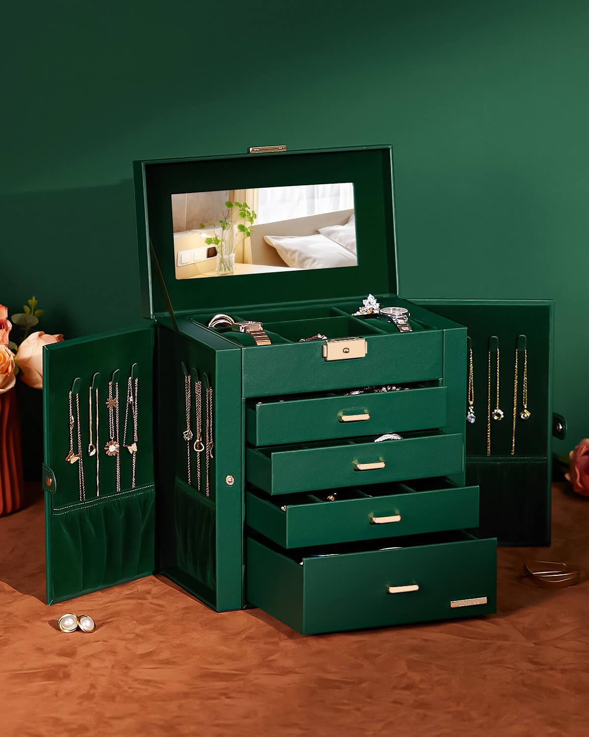 Large Jewelry Box for Women: 5-Layer Organizer with Lock for Dresser