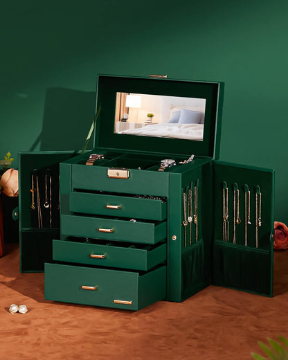 Large Jewelry Box for Women: 5-Layer Organizer with Lock for Dresser