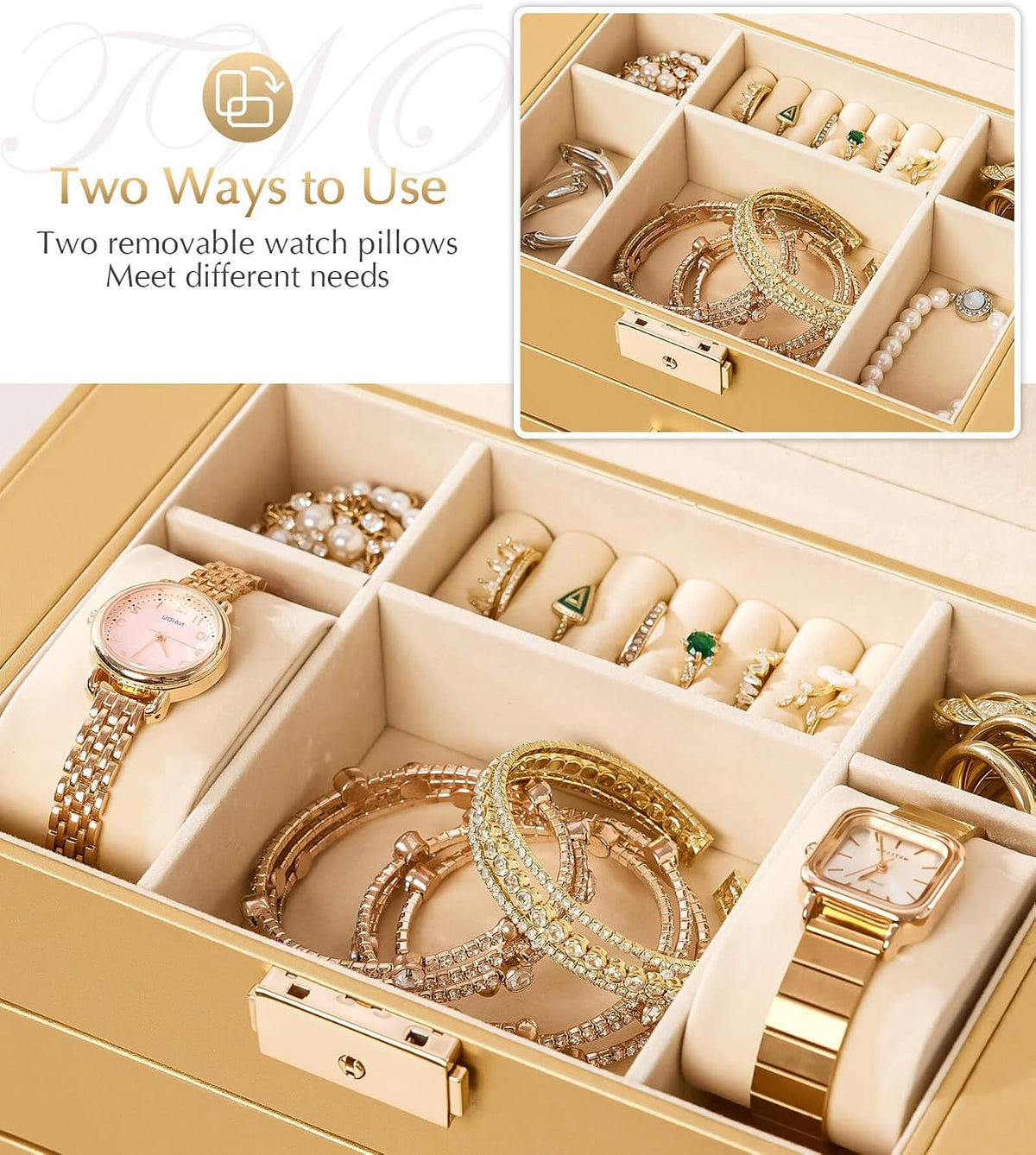 Large Jewelry Box for Women: 5-Layer Organizer with Lock for Dresser