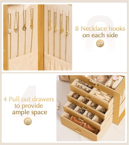 Large Jewelry Box for Women: 5-Layer Organizer with Lock for Dresser