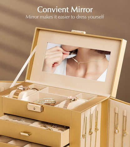 Large Jewelry Box for Women: 5-Layer Organizer with Lock for Dresser