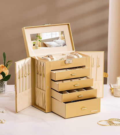 Large Jewelry Box for Women: 5-Layer Organizer with Lock for Dresser
