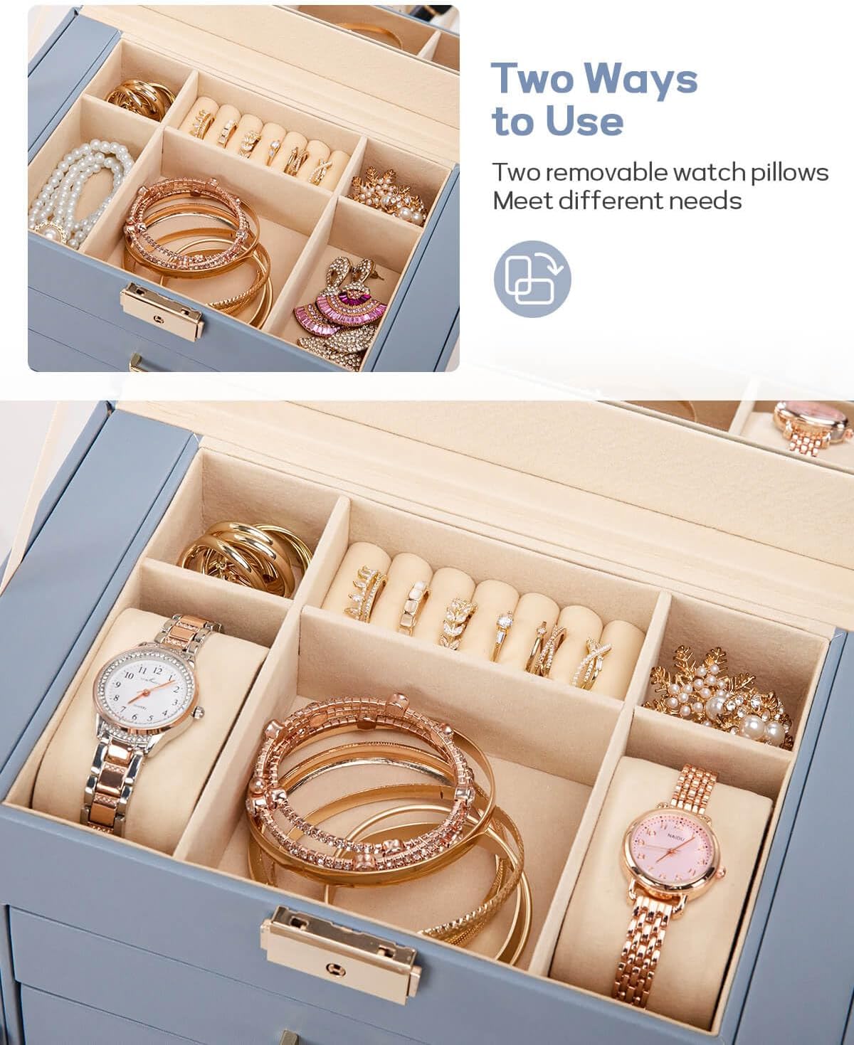 Large Jewelry Box for Women: 5-Layer Organizer with Lock for Dresser