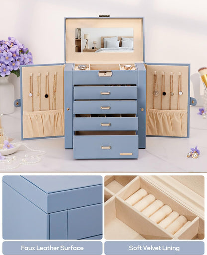 Large Jewelry Box for Women: 5-Layer Organizer with Lock for Dresser