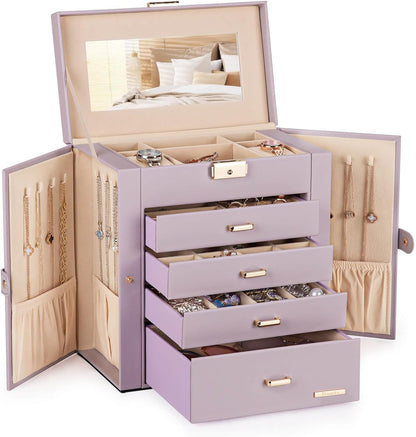 Large Jewelry Box for Women: 5-Layer Organizer with Lock for Dresser