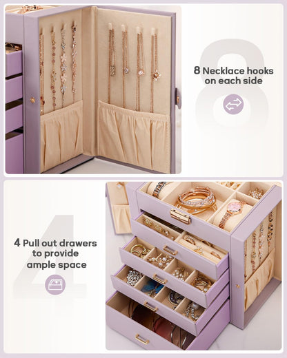 Large Jewelry Box for Women: 5-Layer Organizer with Lock for Dresser