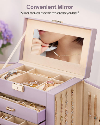 Large Jewelry Box for Women: 5-Layer Organizer with Lock for Dresser