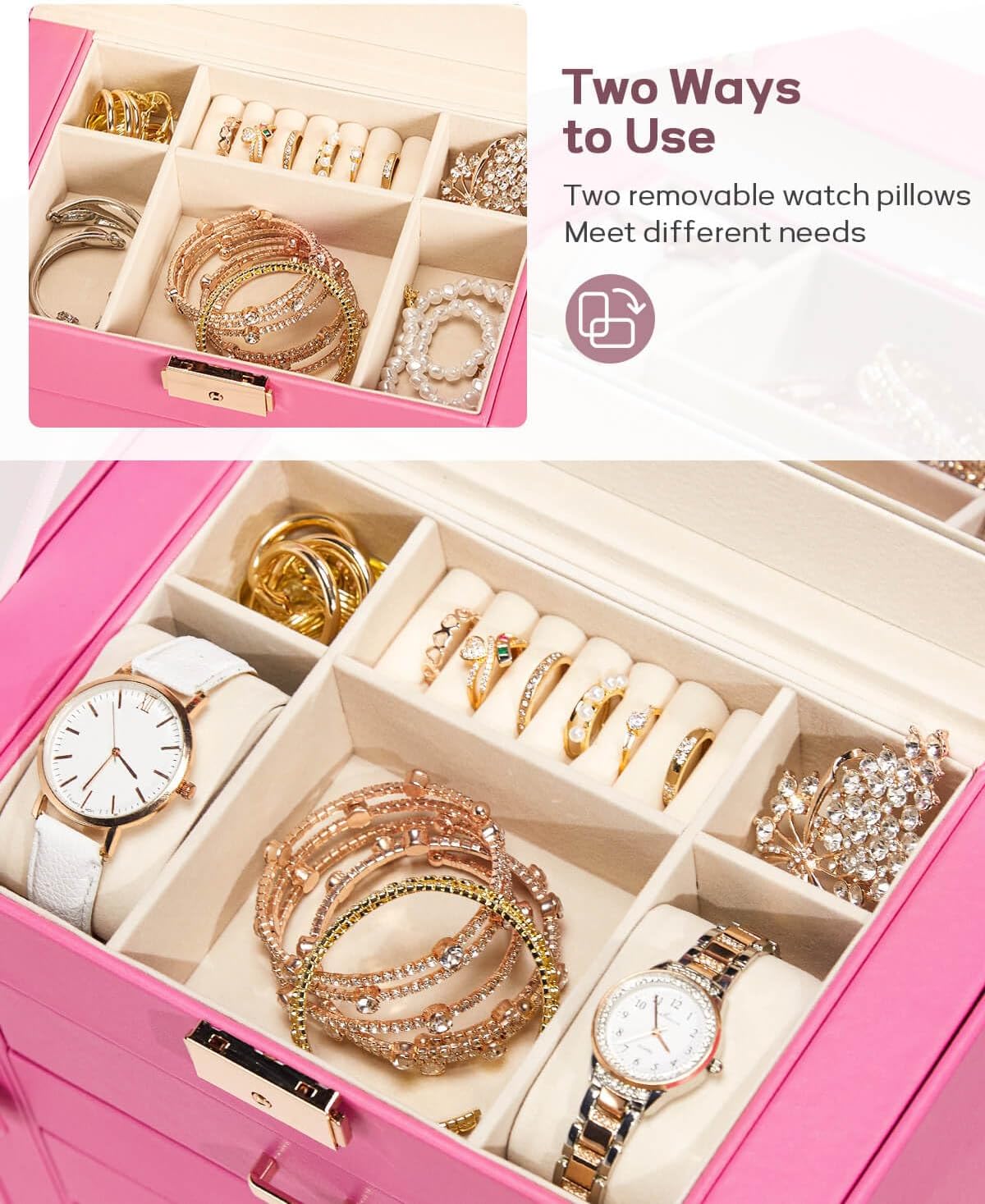 Large Jewelry Box for Women: 5-Layer Organizer with Lock for Dresser