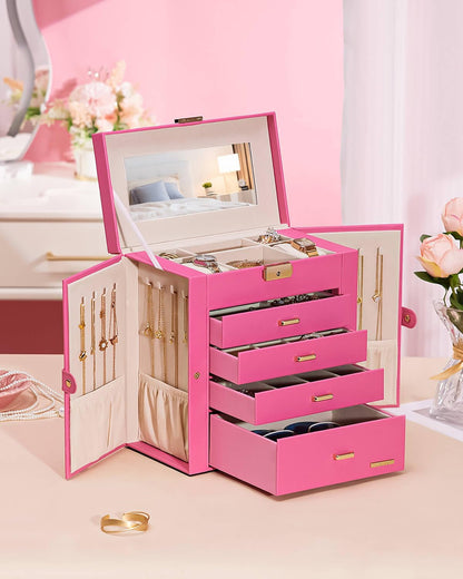 Large Jewelry Box for Women: 5-Layer Organizer with Lock for Dresser