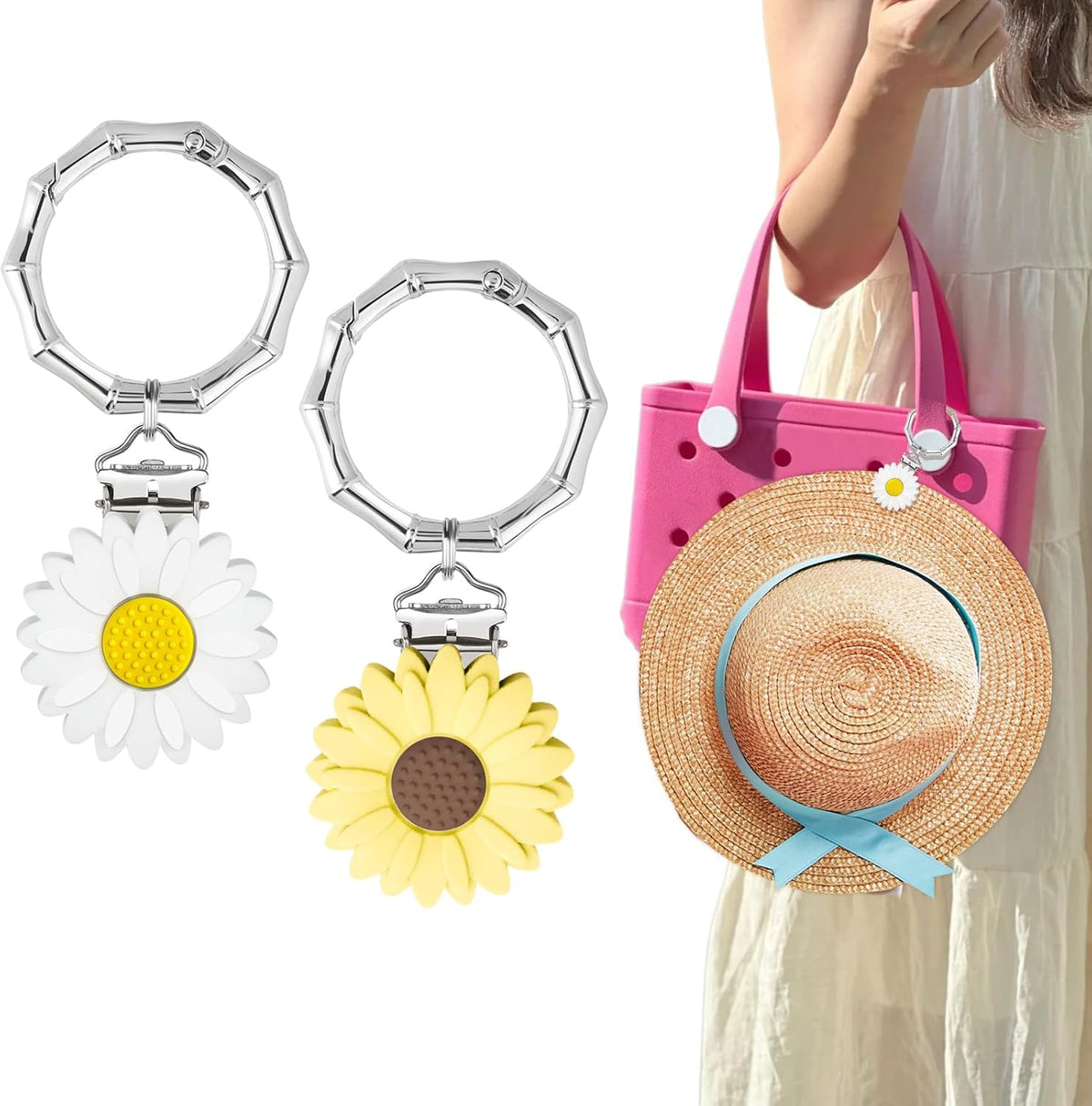 2 Pcs Hat Clip for Travel on Bag- Securely Attach Hats to Bags, Totes, Luggage - Hands-Free, Prevents Loss at Beach/Outings