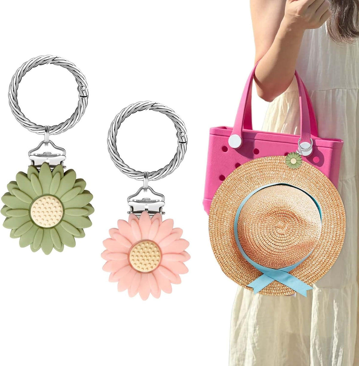 2 Pcs Hat Clip for Travel on Bag- Securely Attach Hats to Bags, Totes, Luggage - Hands-Free, Prevents Loss at Beach/Outings