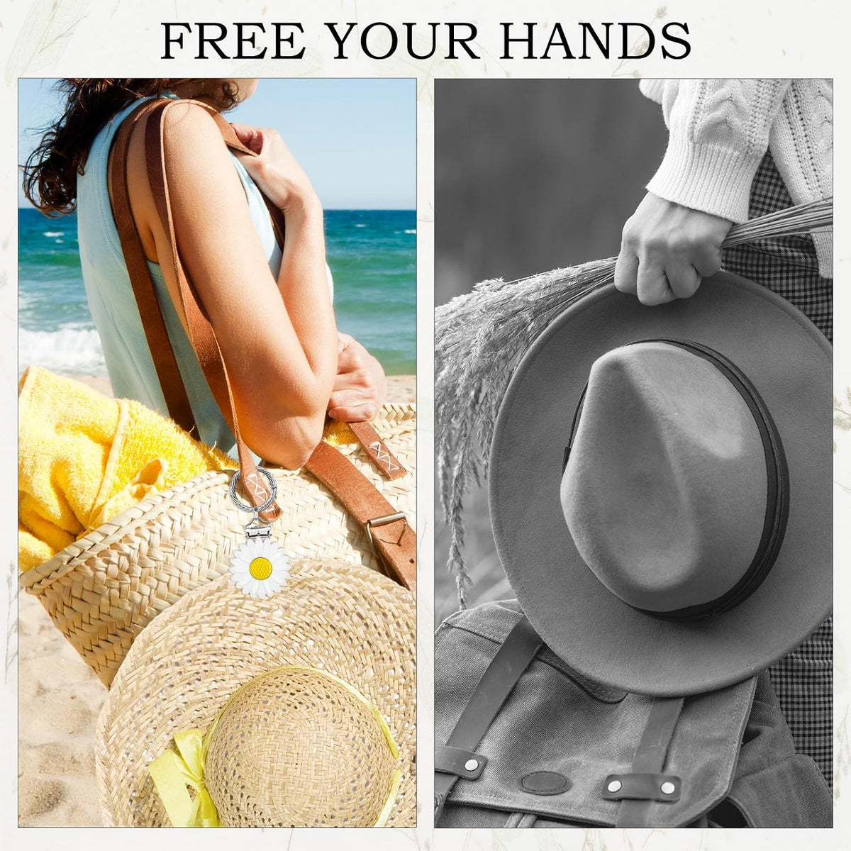 2 Pcs Hat Clip for Travel on Bag- Securely Attach Hats to Bags, Totes, Luggage - Hands-Free, Prevents Loss at Beach/Outings