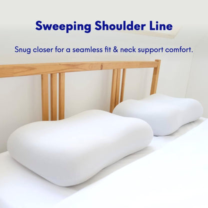 C Deep Sleep Pillow, Patented Ergonomic Contour Design for Side & Back Sleepers, Orthopedic Cervical Shape Gently Cradles Head & Provides Neck Support & Shoulder Pain Relief - Calm Grey