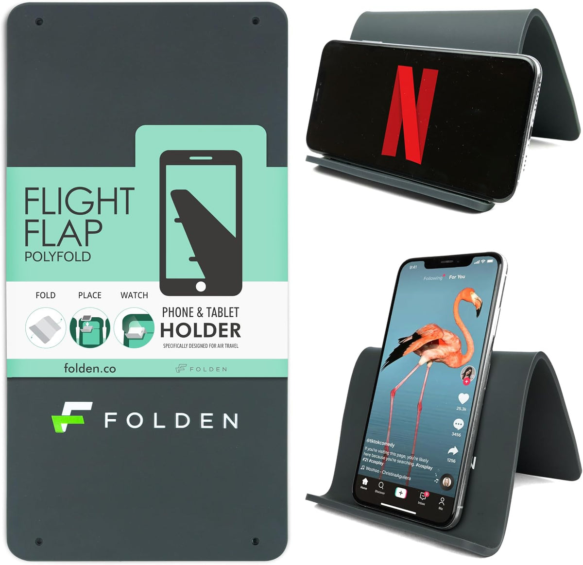 Flight Flap - Foldable Airplane Phone Holder, Travel Phone Stand, Green