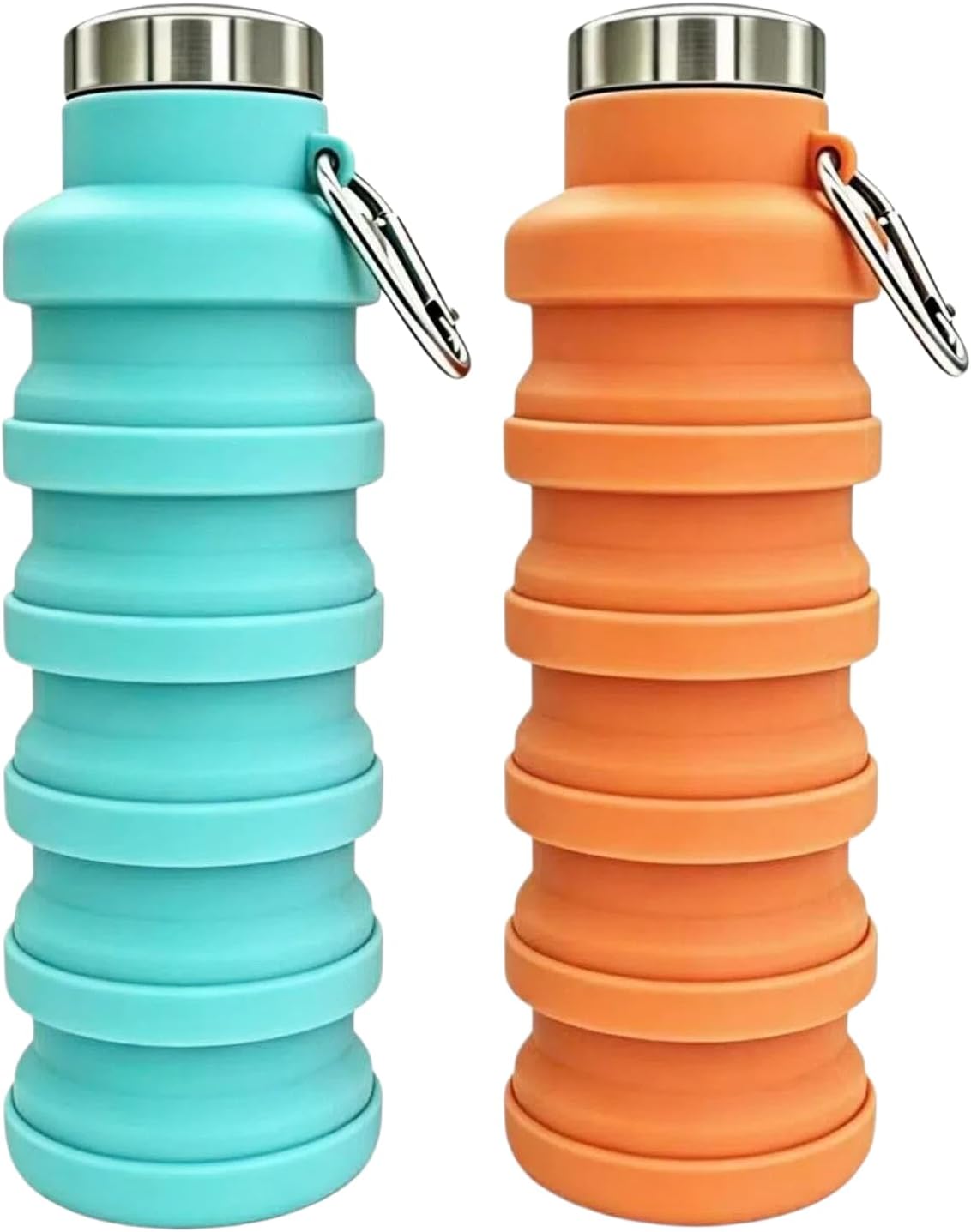 Collapsible Water Bottle 17oz（500ml），Travel Portable Sport Water Bottle，Reusable Silicone Foldable Water Bottles for Gym Camping Hiking (Purple+Black)