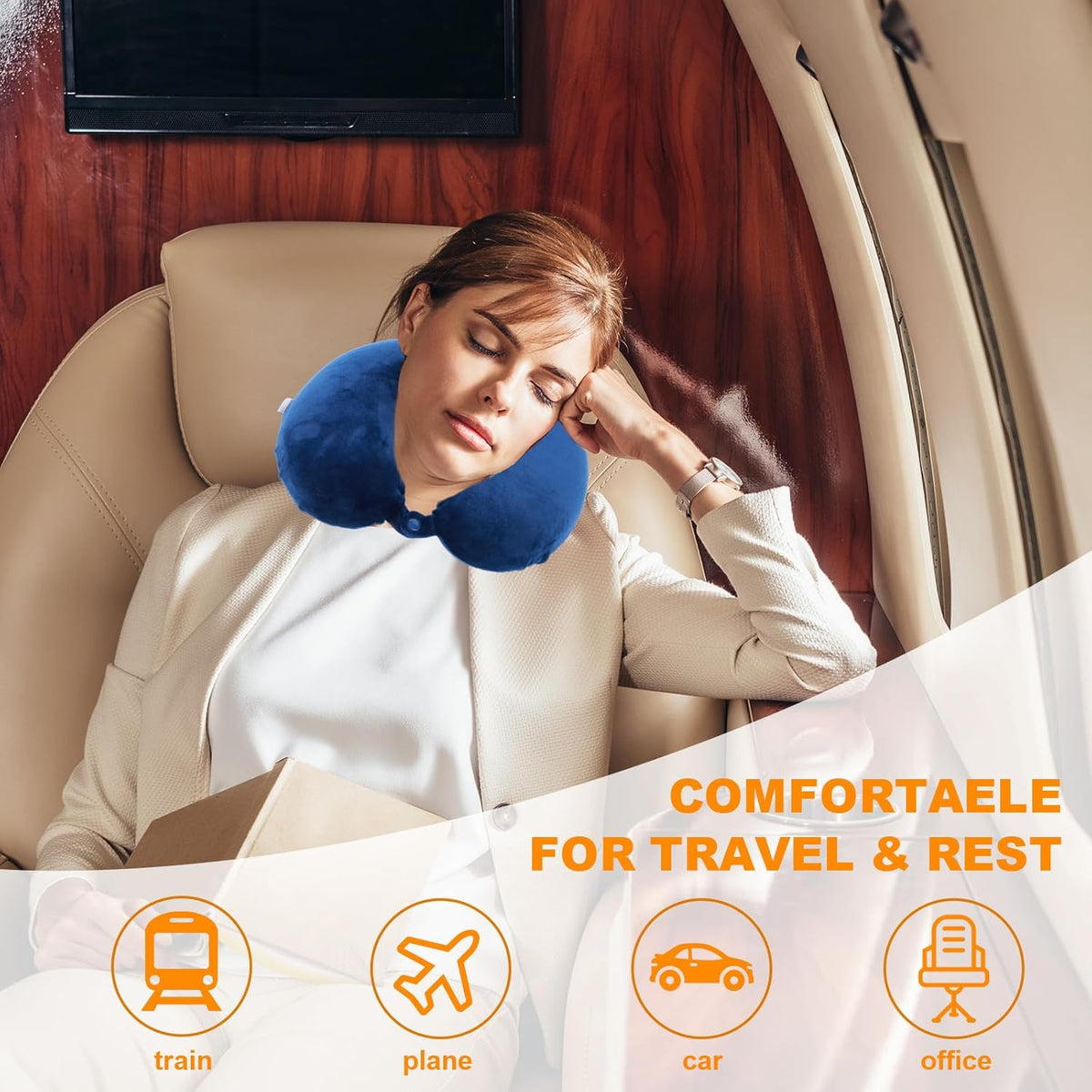 Travel Pillow,100% Pure Memory Foam U Shaped Neck Pillow,Super Lightweight Portable Headrest Great for Airplane, Car,Home,Office,Sleeping Rest (Grey)