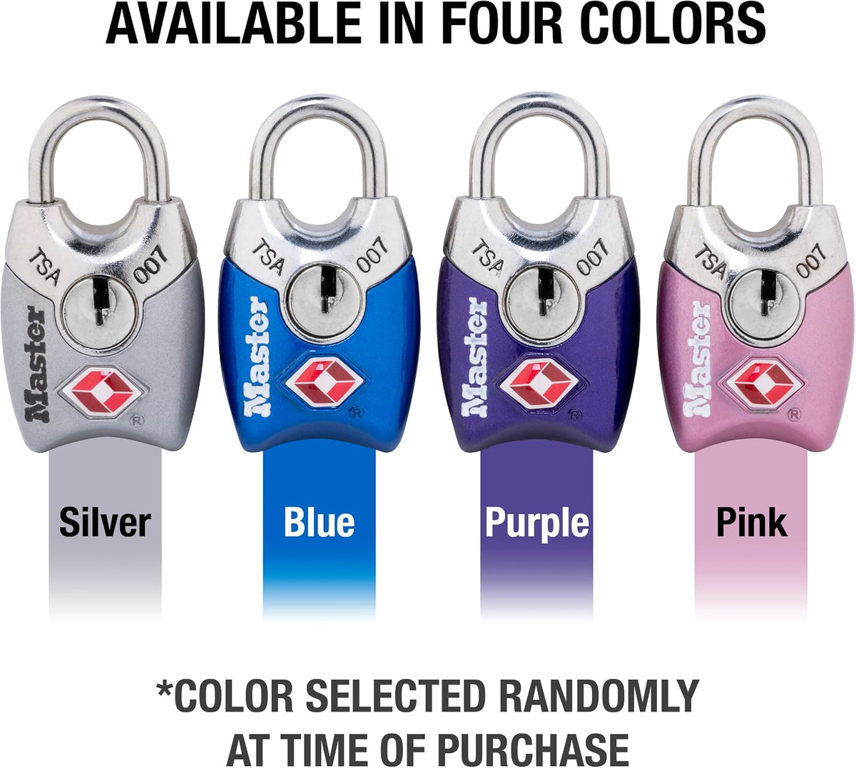 4689Q TSA Approved Luggage Lock, 4 Pack, Colors May Vary