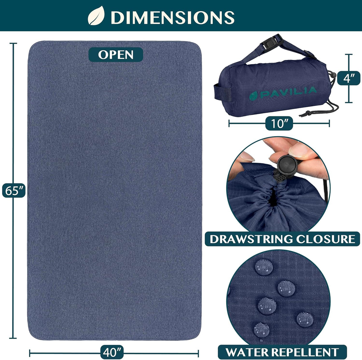 Travel Blanket Airplane Compact with Bag Lightweight, Navy Blue