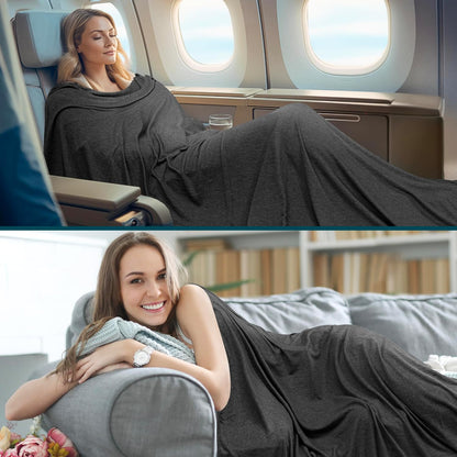 Travel Blanket Airplane Compact with Bag Lightweight, Navy Blue