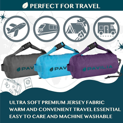 Travel Blanket Airplane Compact with Bag Lightweight, Navy Blue