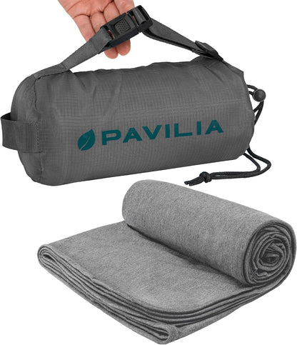 Travel Blanket Airplane Compact with Bag Lightweight, Navy Blue