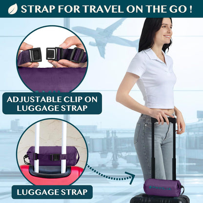 Travel Blanket Airplane Compact with Bag Lightweight, Navy Blue
