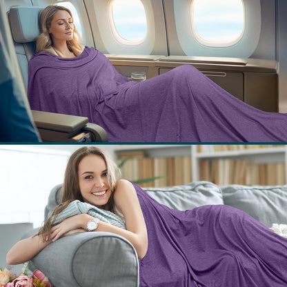 Travel Blanket Airplane Compact with Bag Lightweight, Navy Blue