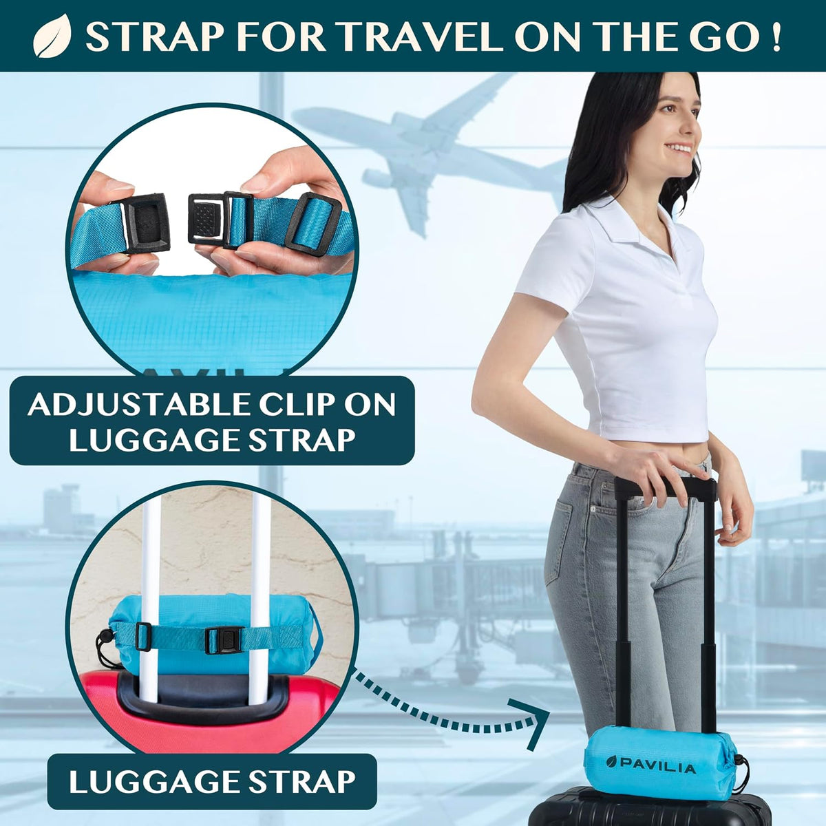 Travel Blanket Airplane Compact with Bag Lightweight, Navy Blue