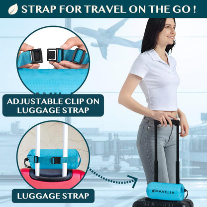 Travel Blanket Airplane Compact with Bag Lightweight, Navy Blue