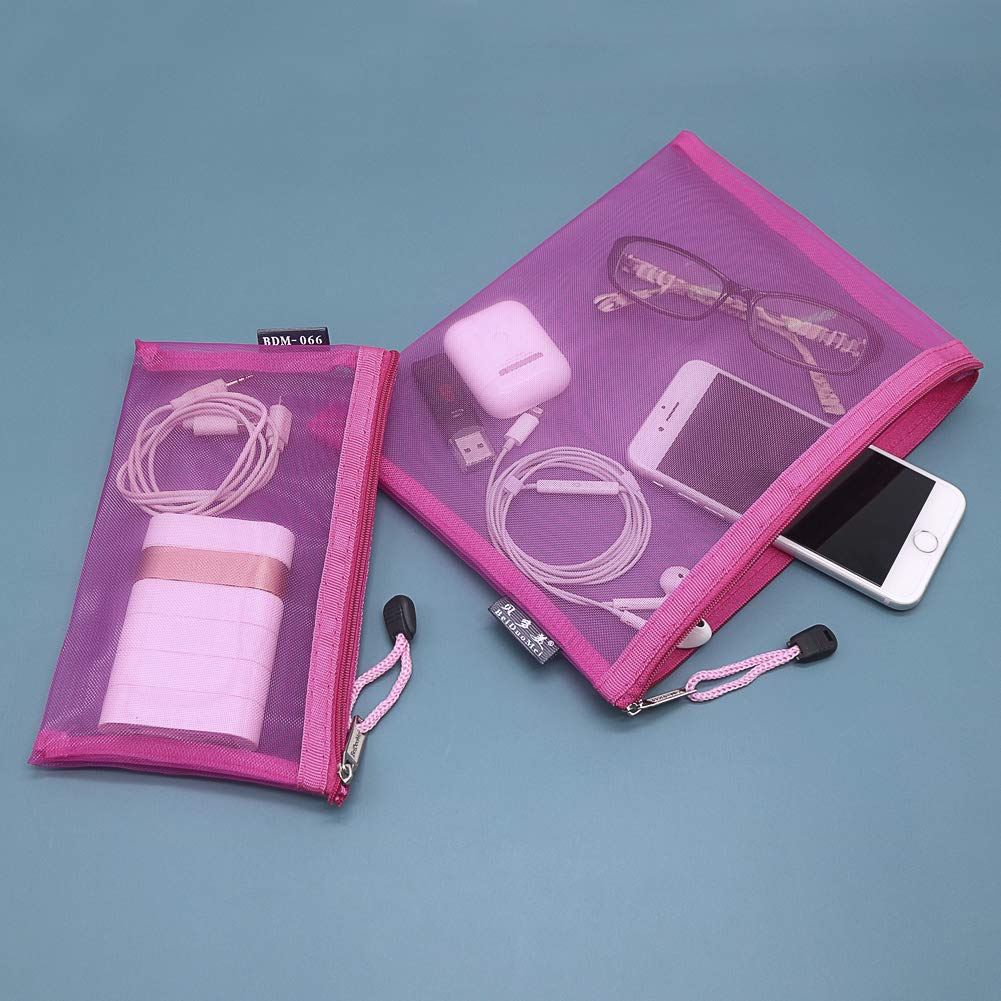 HRX Package 6pcs Mesh Makeup Bags for Travel, 2 Sizes A5 A6 (Black)
