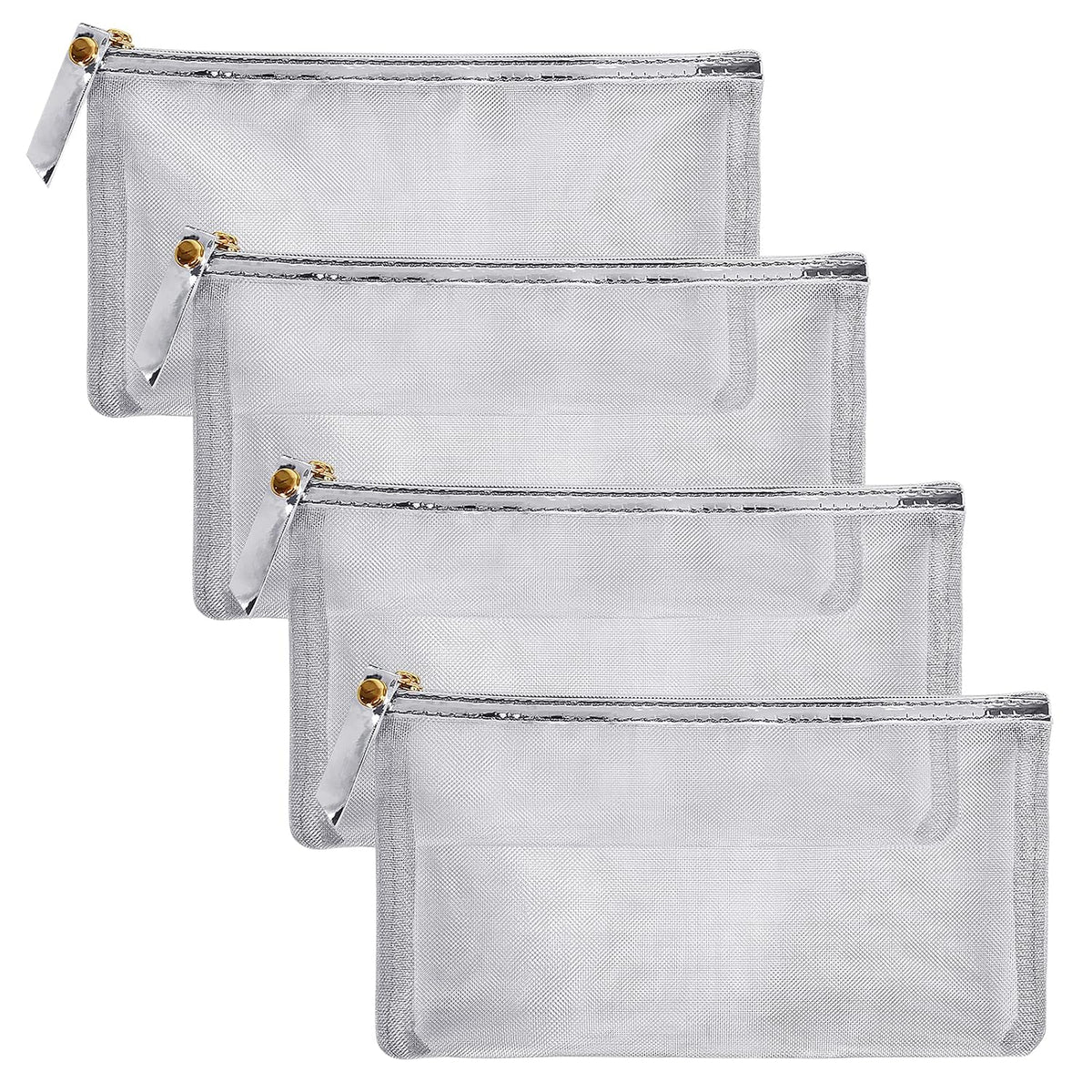 HRX Package 6pcs Mesh Makeup Bags for Travel, 2 Sizes A5 A6 (Black)