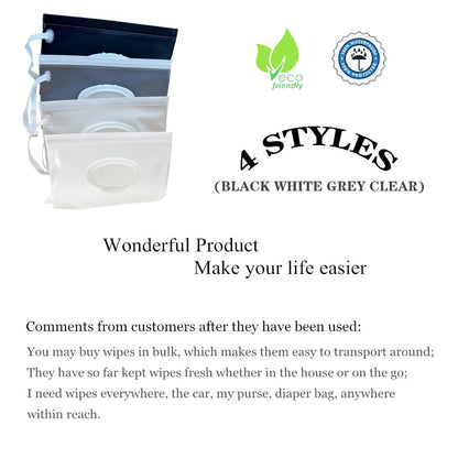 Baby Wet Wipes Pouches, 4 Pcs Baby Wet Wipes Dispensers, Travel Wet Wipes Bags Cases, Reusable Refillable Portable Wipe Carrying Pouches for Baby Adult Teenager