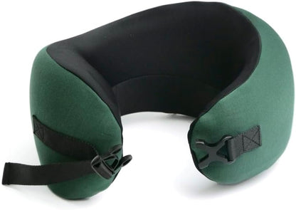 C Travel Pillow, Award-Winning Patented Ergonomic Design for Chin & Neck Support Memory Foam Neck Pillow, Compact Airplane Pillow for Traveling, Flight, Car (Hunter Green, Medium)