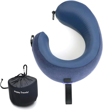 C Travel Pillow, Award-Winning Patented Ergonomic Design for Chin & Neck Support Memory Foam Neck Pillow, Compact Airplane Pillow for Traveling, Flight, Car (Hunter Green, Medium)