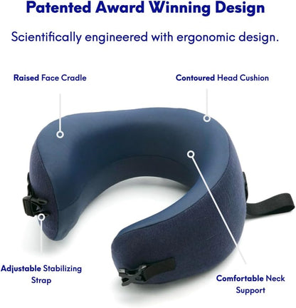 C Travel Pillow, Award-Winning Patented Ergonomic Design for Chin & Neck Support Memory Foam Neck Pillow, Compact Airplane Pillow for Traveling, Flight, Car (Hunter Green, Medium)