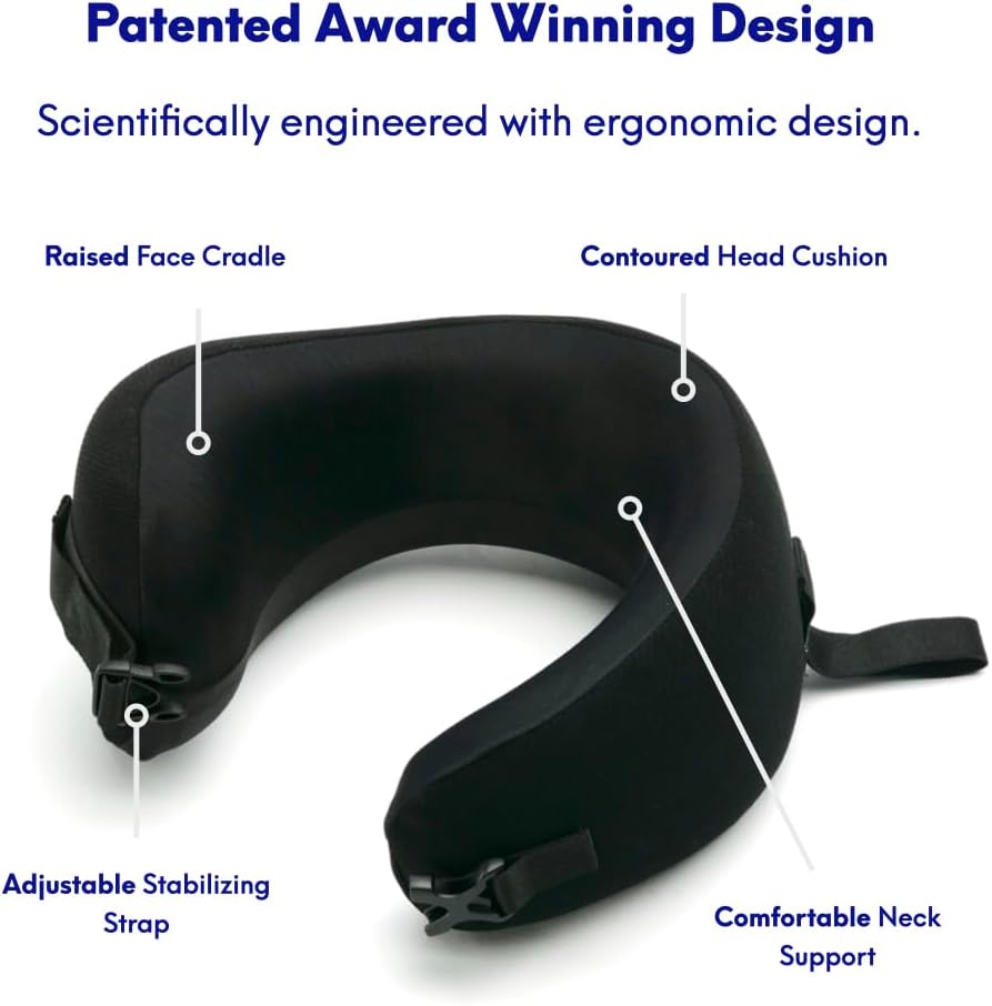 C Travel Pillow, Award-Winning Patented Ergonomic Design for Chin & Neck Support Memory Foam Neck Pillow, Compact Airplane Pillow for Traveling, Flight, Car (Hunter Green, Medium)